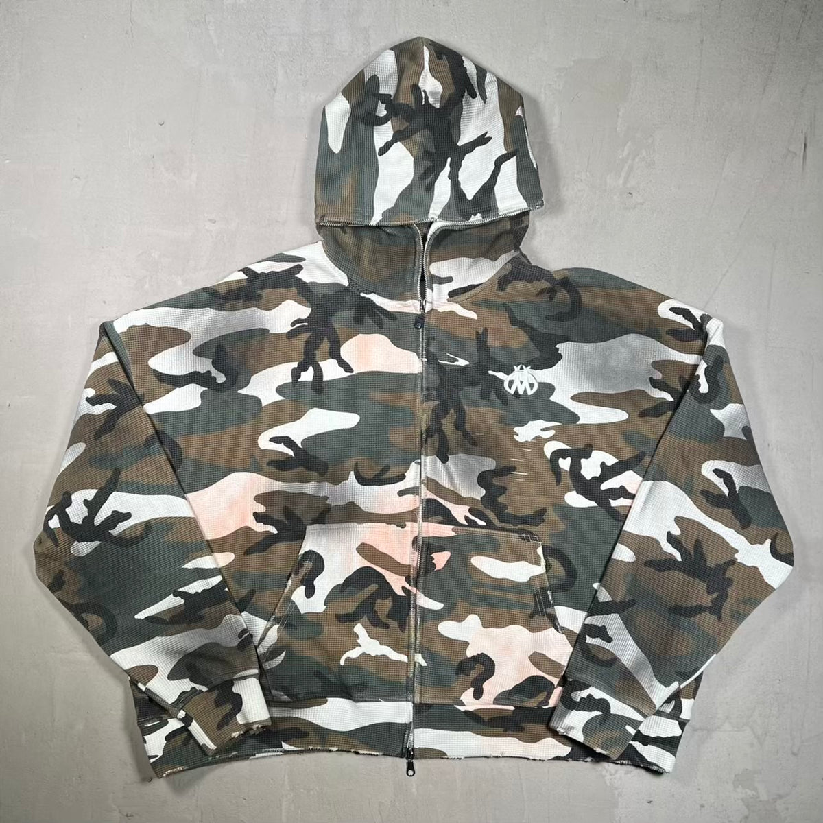 HMDD Camo Thermal Full Zip Up Hoodie Size Large USED x18681