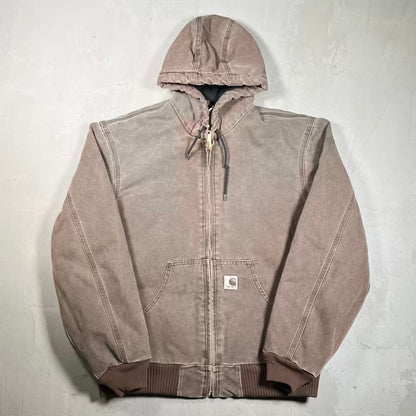 1990s Carhartt Active Workwear Zip Up Faded Brown Jacket Size Medium USED v20350