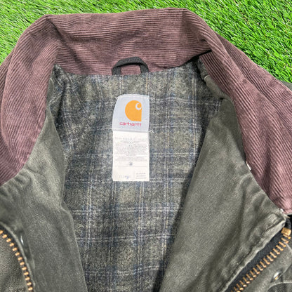 1990s Carhartt Olive Green Field Coat Size XXL USED v17658