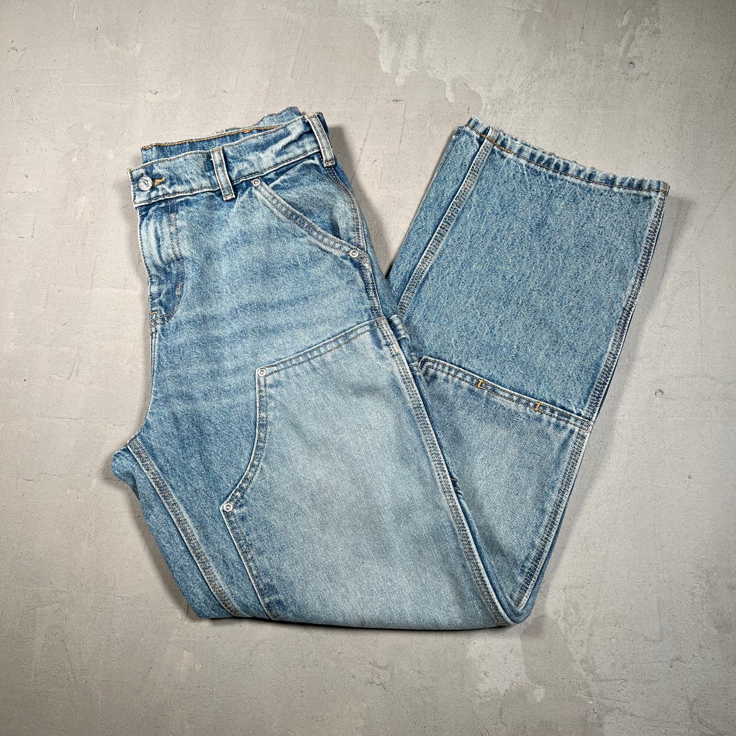 Akimbo Double Knee Workwear Blue Jeans Size 29x32 USED x17204