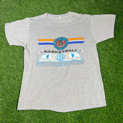 1988 Colorado High School Grey State Championship Tee Size Large USED v16644
