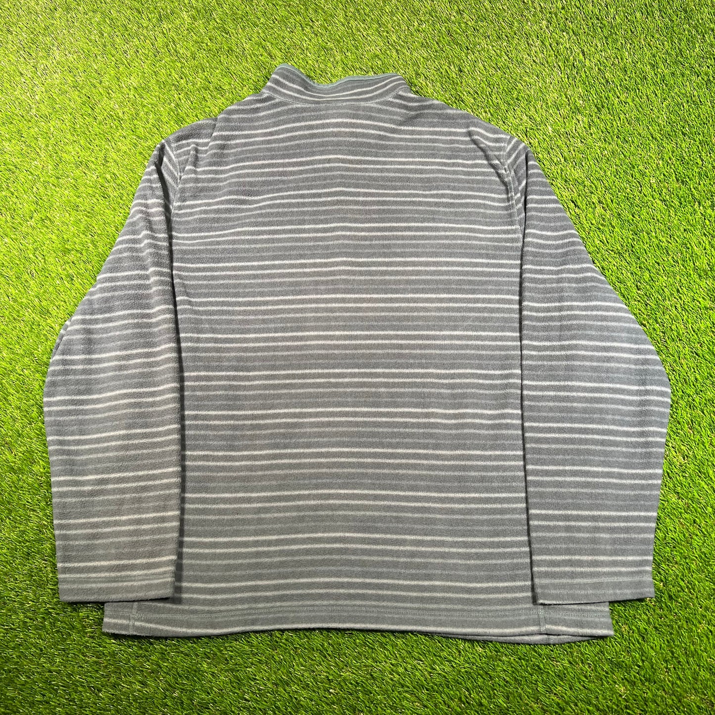 North Face Stripe Blue Light Fleece Size XXL USED v17793
