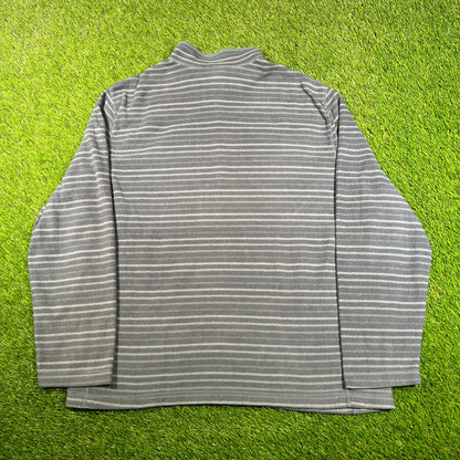 North Face Stripe Blue Light Fleece Size XXL USED v17793