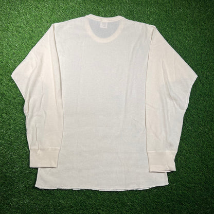 1990s Hanes White Thermal Longsleeve Size XXL USED v18706
