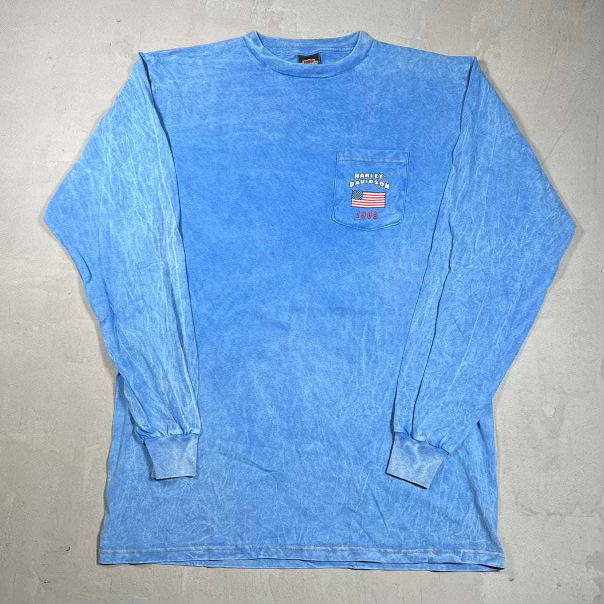 2003 Harley Davidson Washed Blue "1903" Longsleeve Size Large USED v20072