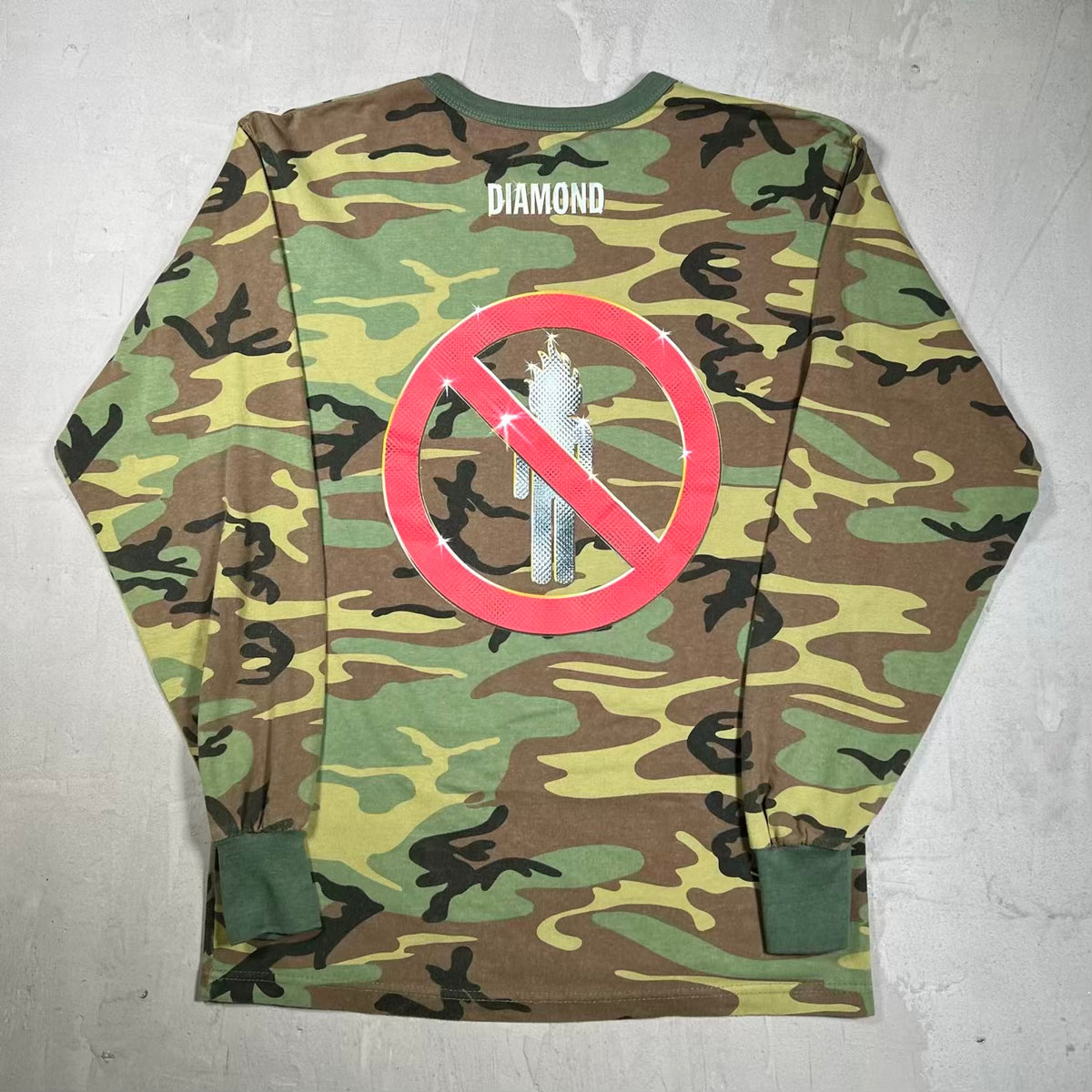 Travis Scott Diamond Supply Green Camo Longsleeve Size Large USED x18568