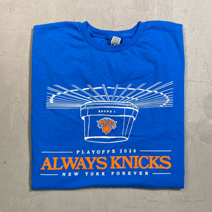 Knicks "Always Knicks" Playoffs 2026 Blue Tee Size XL USED v19563