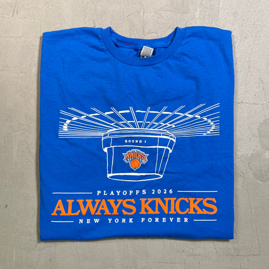 Knicks "Always Knicks" Playoffs 2026 Blue Tee Size XL USED v19565