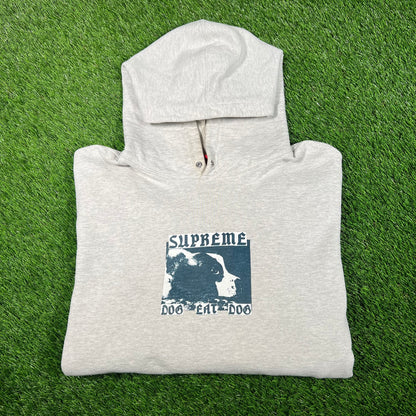 Supreme Dog Eat Dog Grey Hoodie Size Large USED x15881