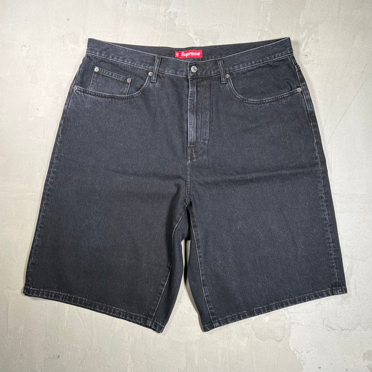 Supreme Baggy Black Denim Shorts (2024) Size 38 USED x18781