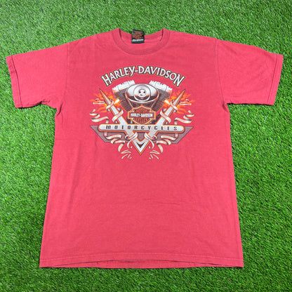 1998 Harley Davidson New Found Land Canada Red Tee Size Medium USED v16794