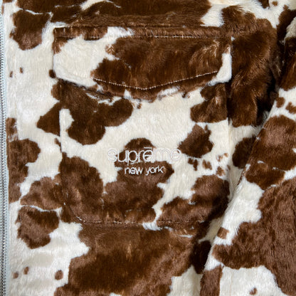 Supreme Faux Fur Cow Print Zip Up Jacket Size Small USED x17612