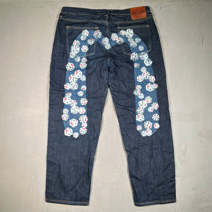 Palace Evisu Dice Dark Denin Jeans Size 36 USED x17586