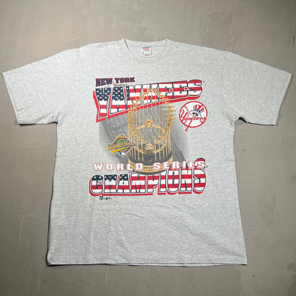 1996 New York Yankees World Series Trophy Grey Tee Size XL USED v18892