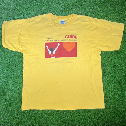2002 New York City Marathon Yellow Tee Size XL USED v16551
