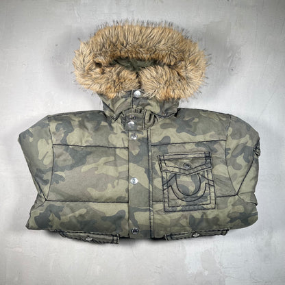 Supreme True Religion Puffer Jacket Olive Camo (2025) Size Large USED x17186