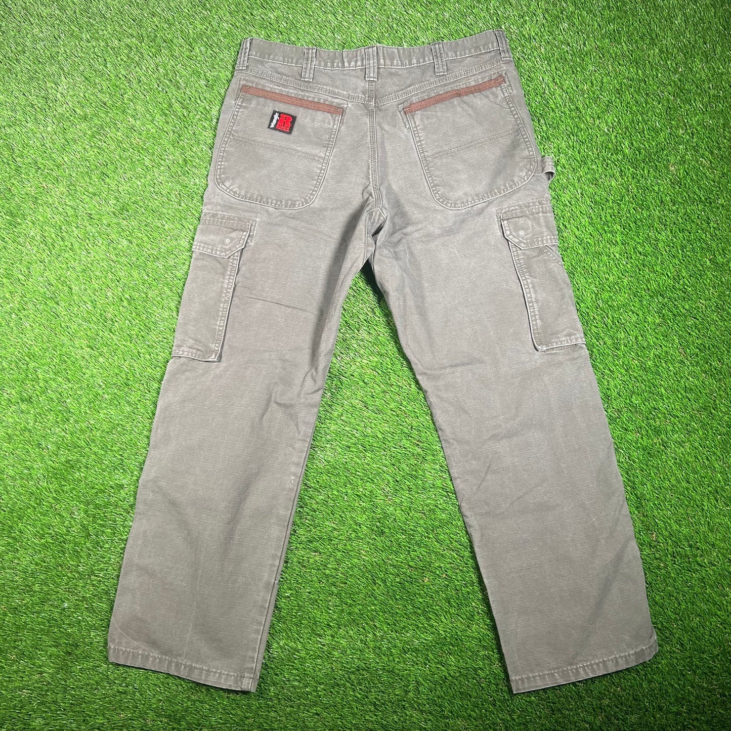 Wranglers Riggs Work Wear Dark Green Cargo Pants Size 34 USED v17690
