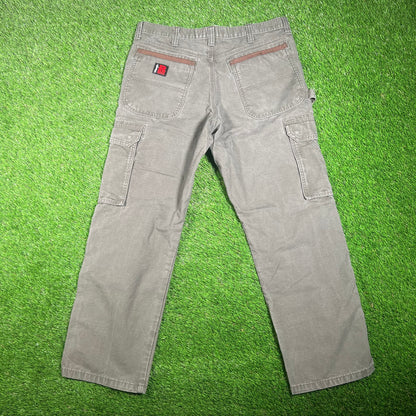 Wranglers Riggs Work Wear Dark Green Cargo Pants Size 34 USED v17690