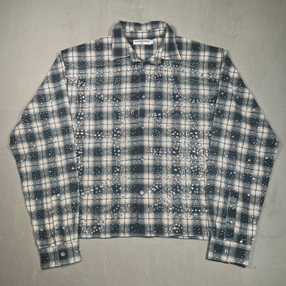 Vale Blue/White Plaid Rhinestone Button Up Longsleeve Size XL USED x17460