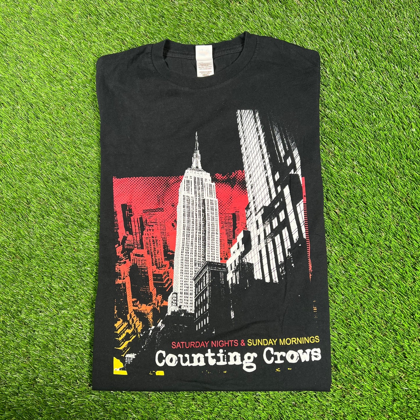 2008 Counting Crows Saturday Nights Empire State Black Tee Size Small USED v17169