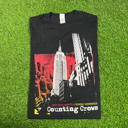 2008 Counting Crows Saturday Nights Empire State Black Tee Size Small USED v17169
