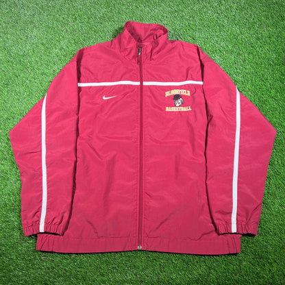 Y2K Nike Bloomfield Basketball Maroon Light Zip Up Jacket Size Large USED v17830