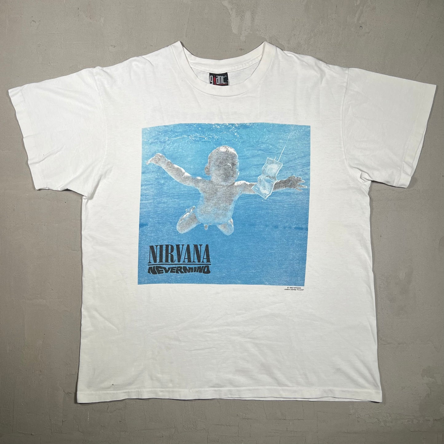1992 Nirvana Nevermind Album Cover Giant Tag White Tee Size XL USED v19076