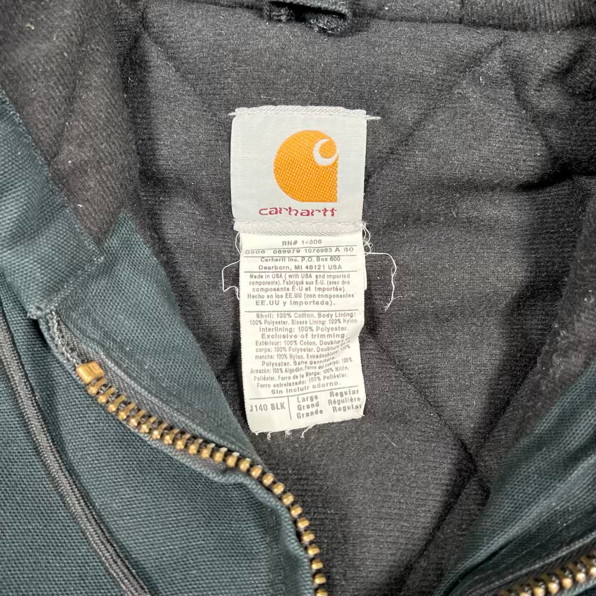 Y2K Carhartt Framing Division Active Workwear Black Zip Up Jacket Size Large USED v20194