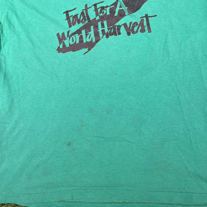 1986 Fast for a World Harvest Green Tee Size XL USED v17734