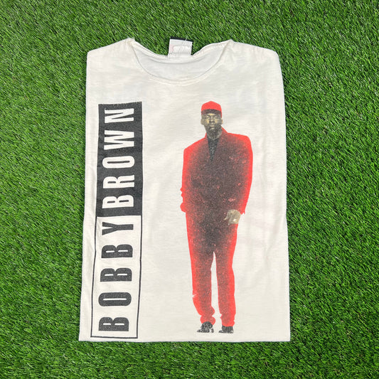 1993 Bobby Brown Tour White Tee Size Medium USED v18104