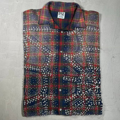 Vale Rhinestone Blue/Red Button Up Flannel Size XL USED x18528