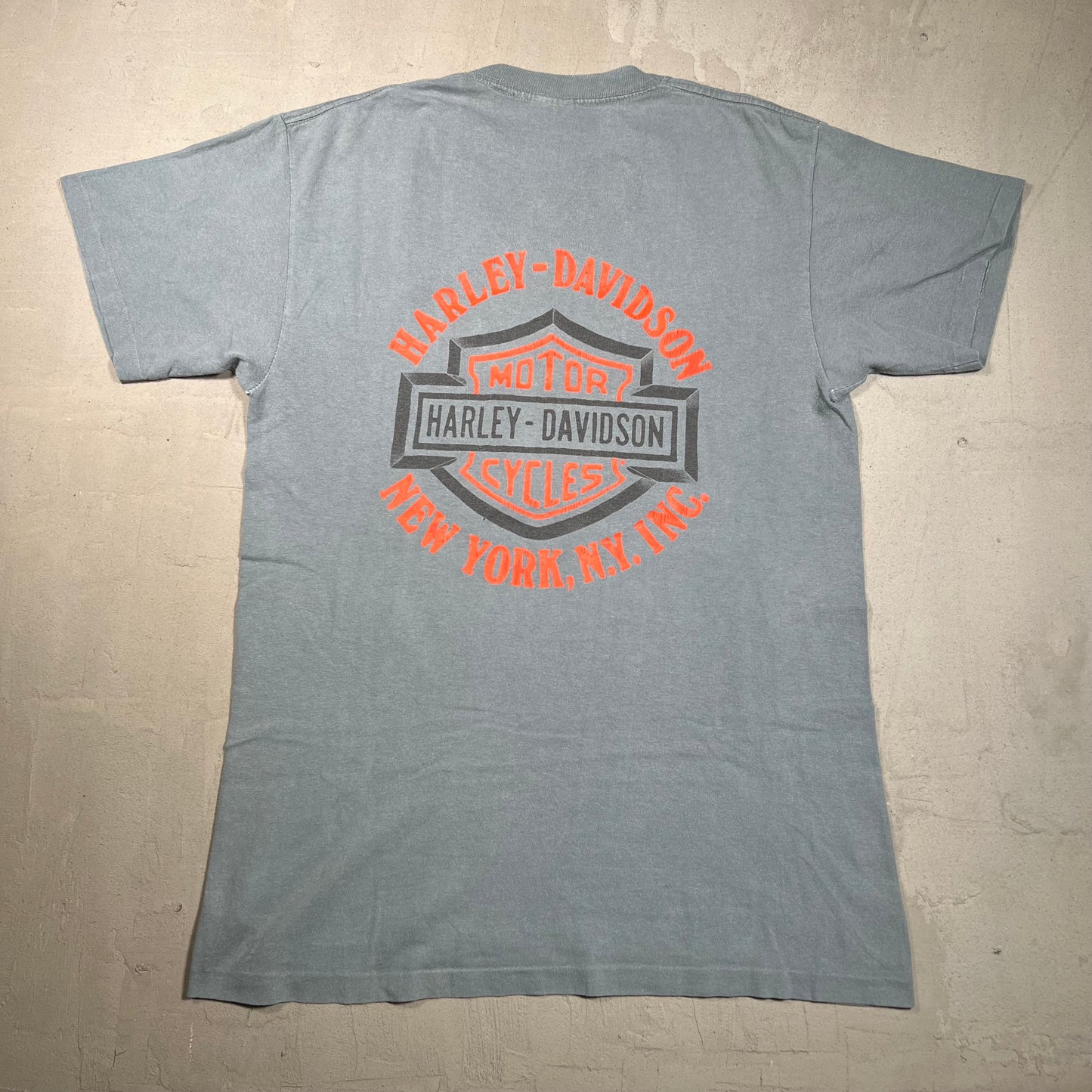 1991 Harley Davidson "Leader of the Pack" 3D Emblem Light Blue Tee Size Large USED v19374