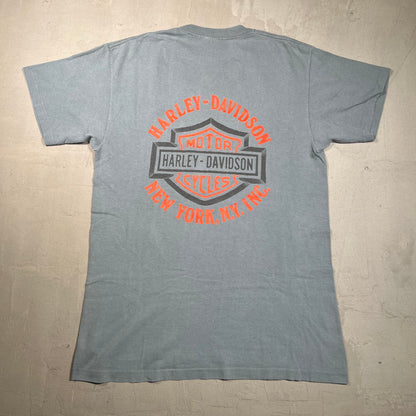 1991 Harley Davidson "Leader of the Pack" 3D Emblem Light Blue Tee Size Large USED v19374