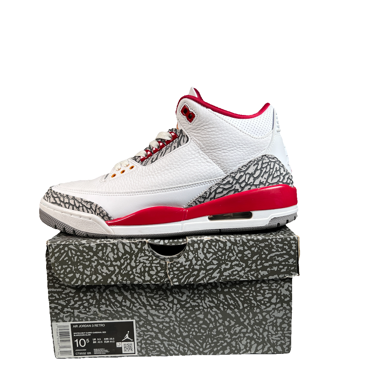 Jordan 3 Cardinal Red (2022) Size 10.5 USED s23290