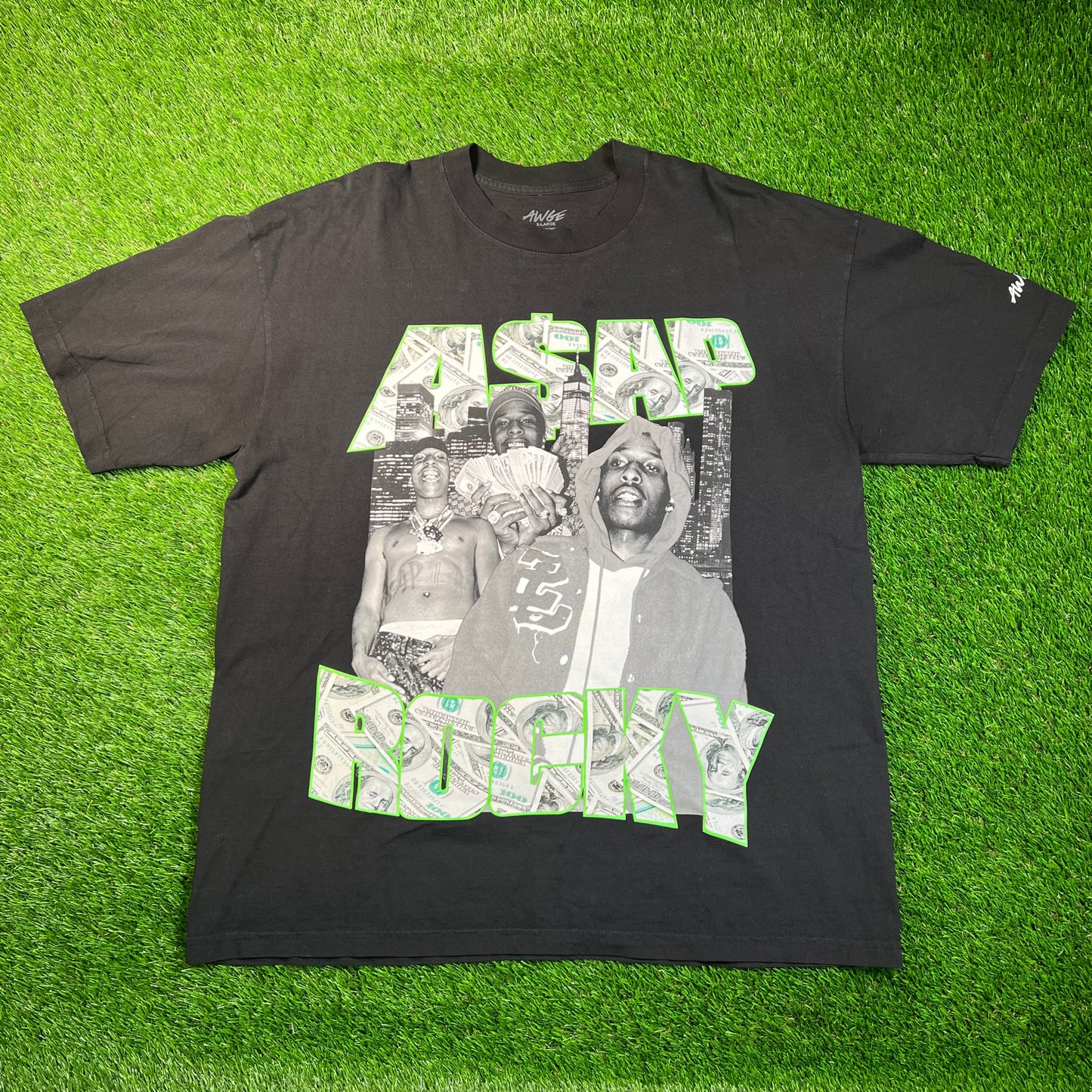 Asap Rocky Awge Rap Style Black Tee Size XL USED x16798