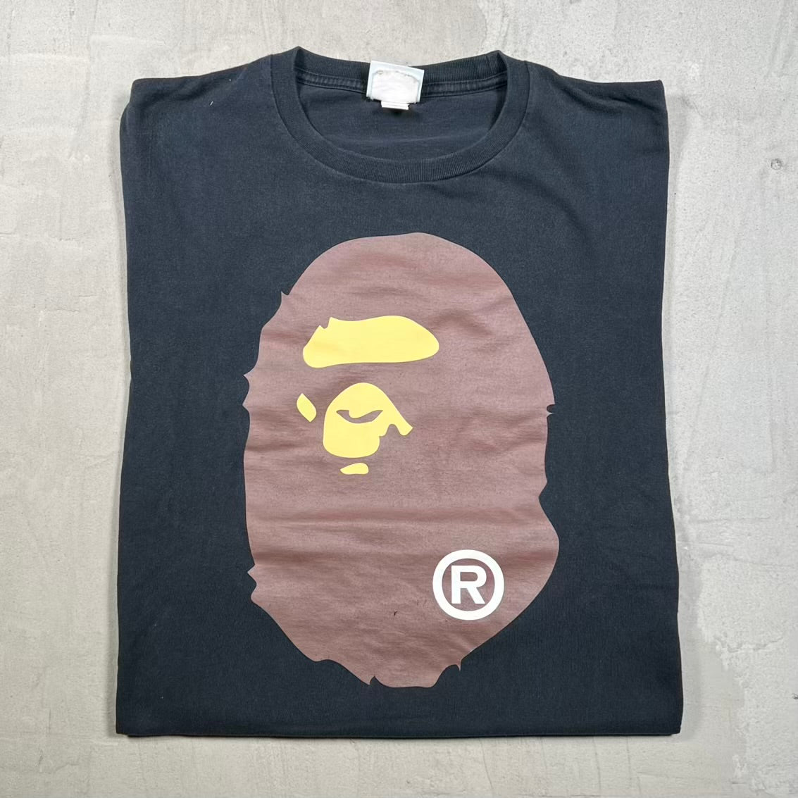 Bape Big Ape Head Black Tee Size Large USED x18745