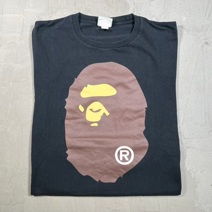 Bape Big Ape Head Black Tee Size Large USED x18745