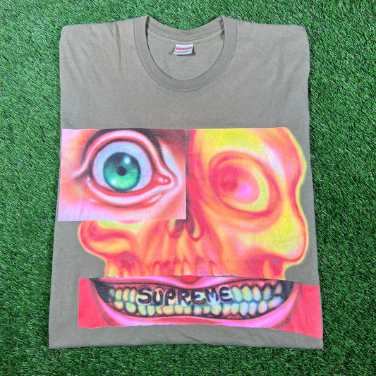 Supreme Face Tee Light Olive (2021) Size Large USED x14779