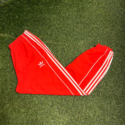 Adidas Red 3 Stripe Track Pants Size Medium USED v16437