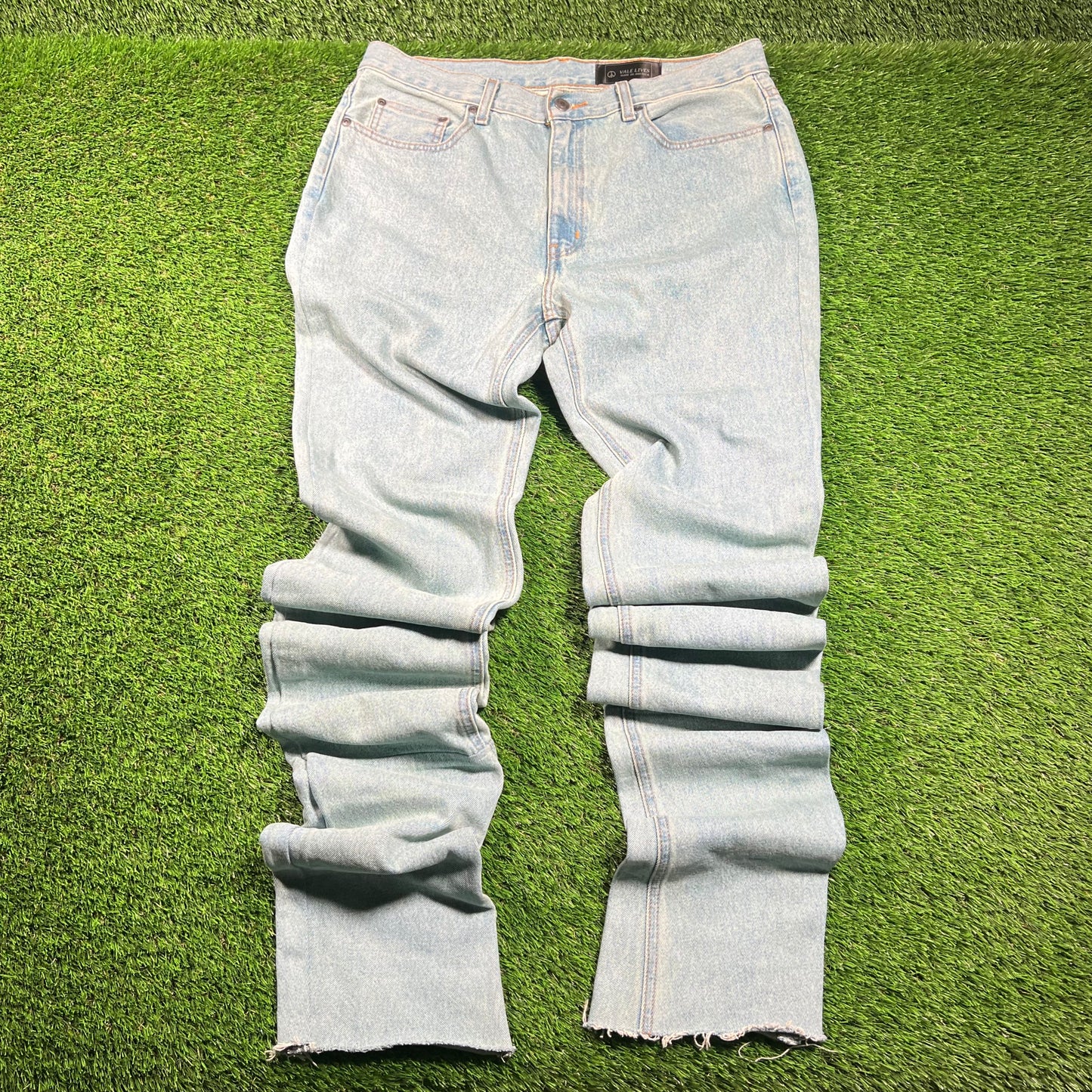 Vale OG Super Stacked Blue Washed Jeans Size 34x36 USED x16380