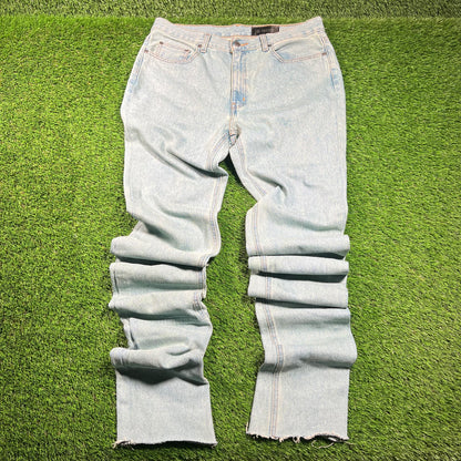 Vale OG Super Stacked Blue Washed Jeans Size 34x36 USED x16380