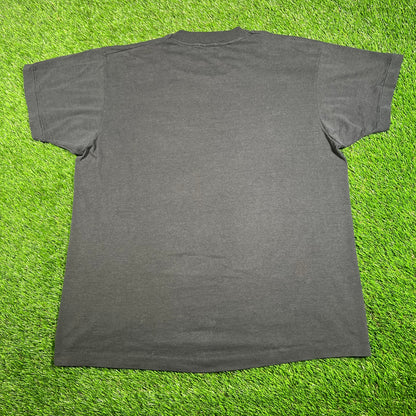 1980s Japan Ghosts Face Black Tee Size Large USED v17965