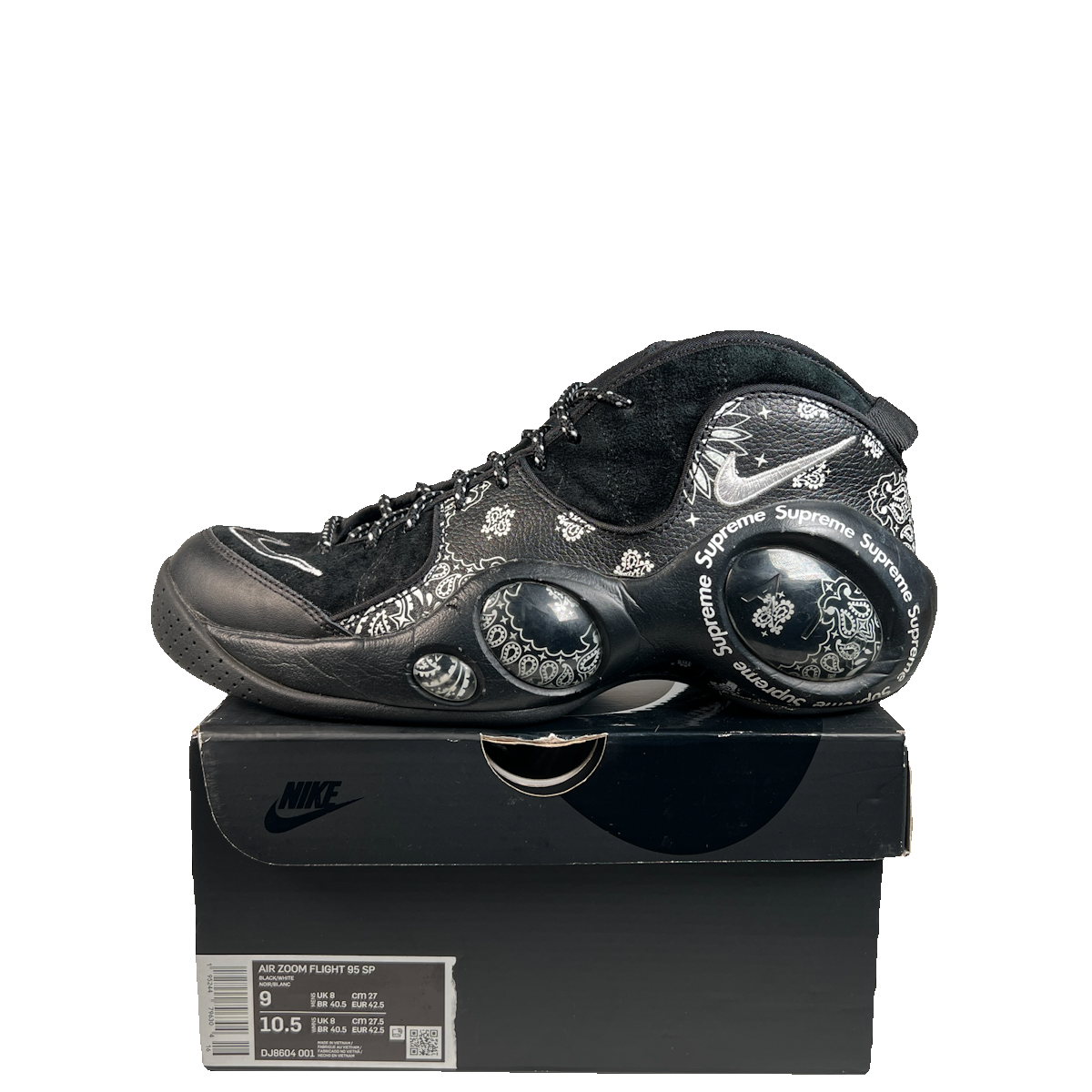 Nike Air Zoom Flight 95 Supreme Black (2022) Size 9 USED s22684