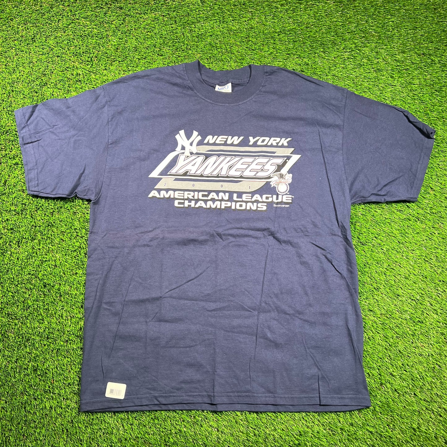2001 Yankees American League Champs Navy Blue Tee Size XL NEW v18524