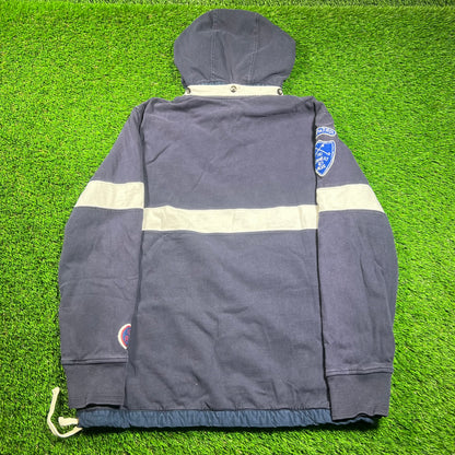 Y2K Polo Ralph Lauren Ski Club Detachable Navy Hood Polo Longsleeve Size XL USED v18379