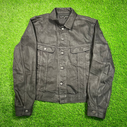 Y2K Ralph Lauren Black Waxed Canvas Button Up Jacket Size XL USED v18670
