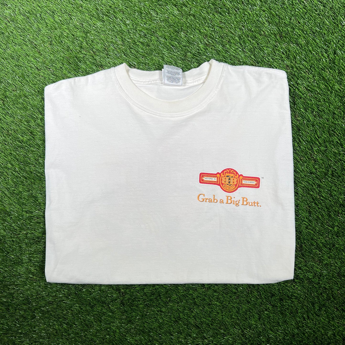 1990s Big Butt Cigars White Logo Tee Size XL USED v17381