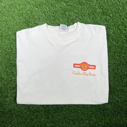 1990s Big Butt Cigars White Logo Tee Size XL USED v17381