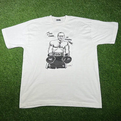 1994 Govern Mario Cuomo Boxing White Tee Size XL USED v17318