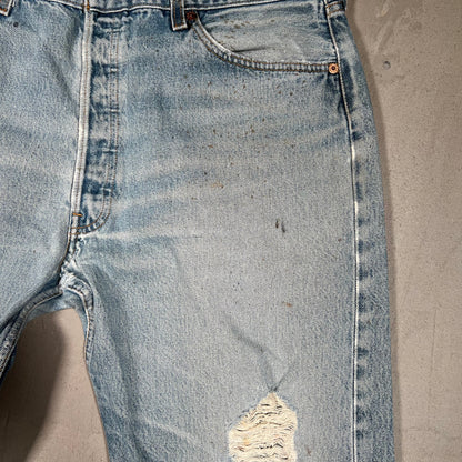 1990s Levis 501 Red Tab Blue Jeans Size 38x34 USED v19118